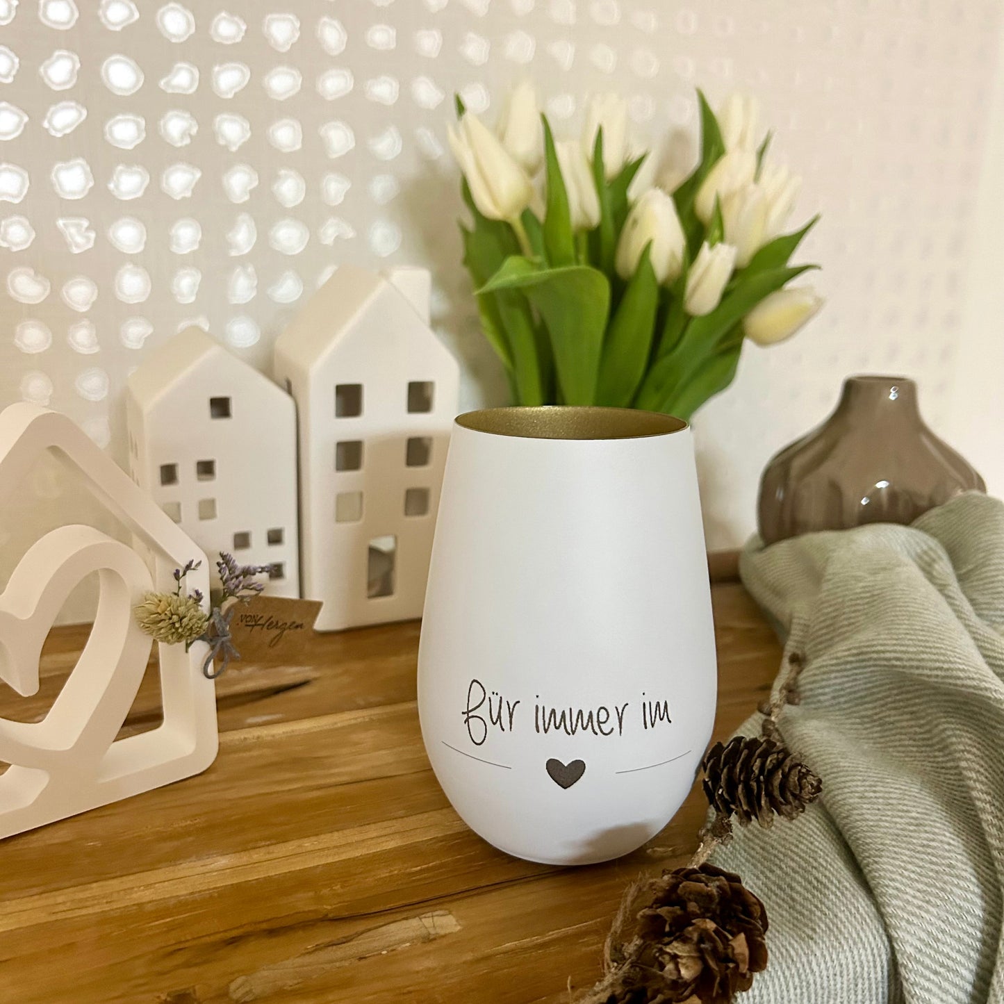 Windlichtglas "für immer im Herzen"