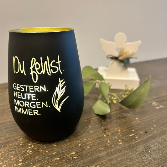 Windlichtglas "Du fehlst"
