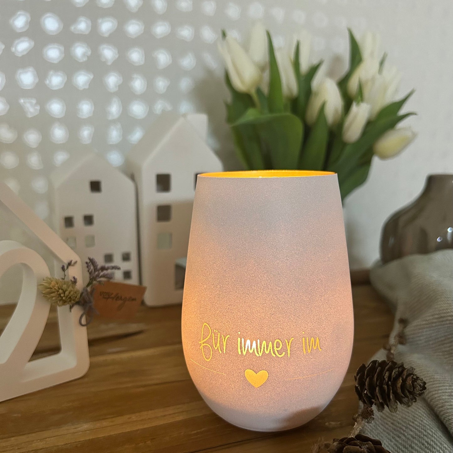 Windlichtglas "für immer im Herzen"