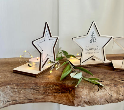 Teelichthalter Stern stehend 2 in 1
