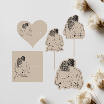 DU & ICH Wunscherfüller, Kerzenhalterbrettchen, Blumenstecker