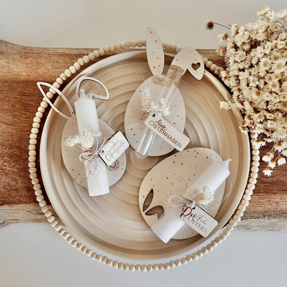 Wunscherfüller, Kerzenhalterbrettchen, Anhänger Osterei mit Ohren