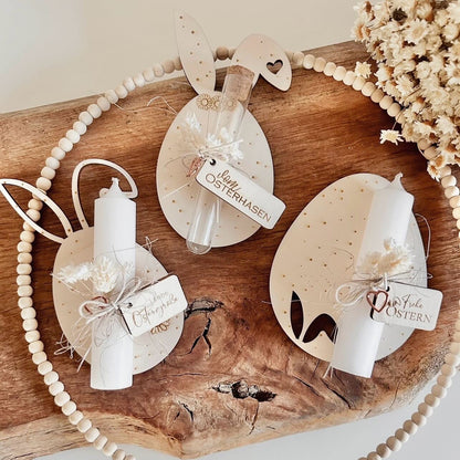 Wunscherfüller, Kerzenhalterbrettchen, Anhänger Osterei mit Ohren