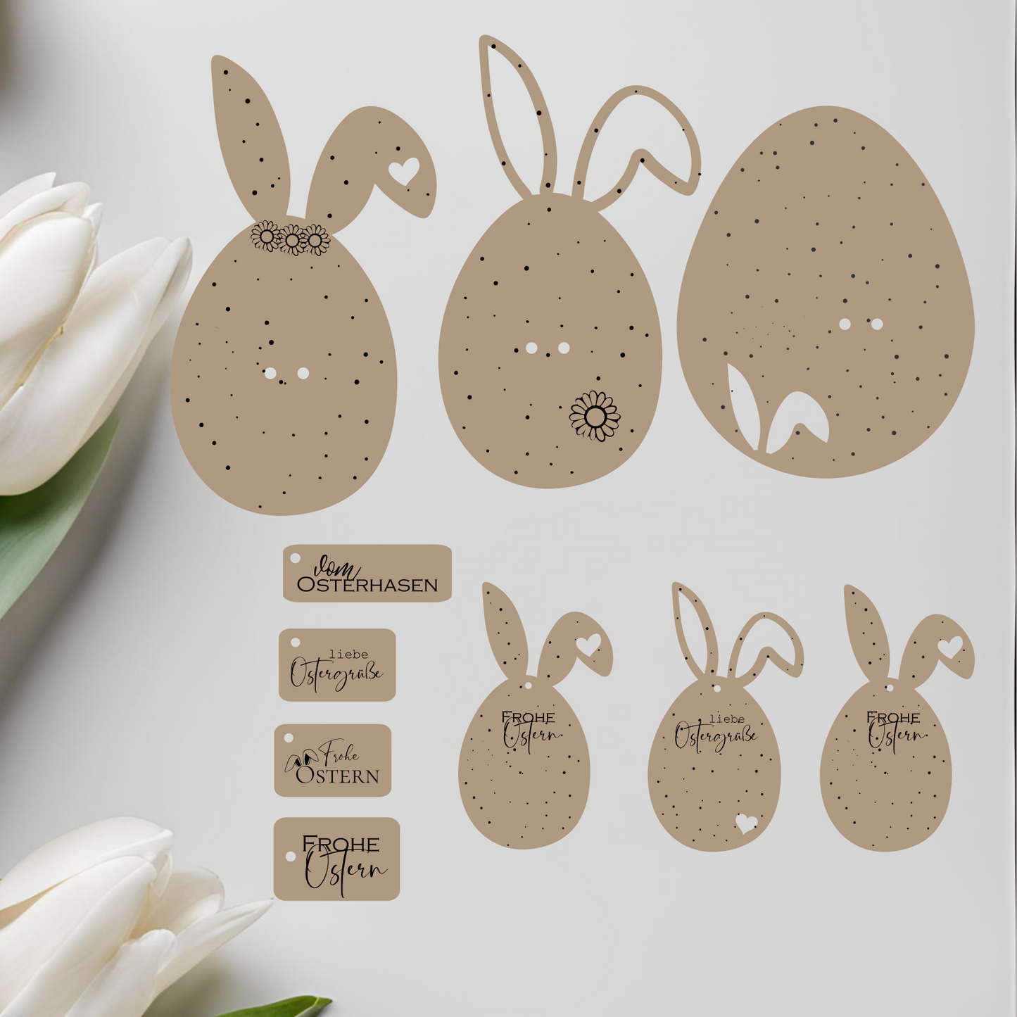 Wunscherfüller, Kerzenhalterbrettchen, Anhänger Osterei mit Ohren